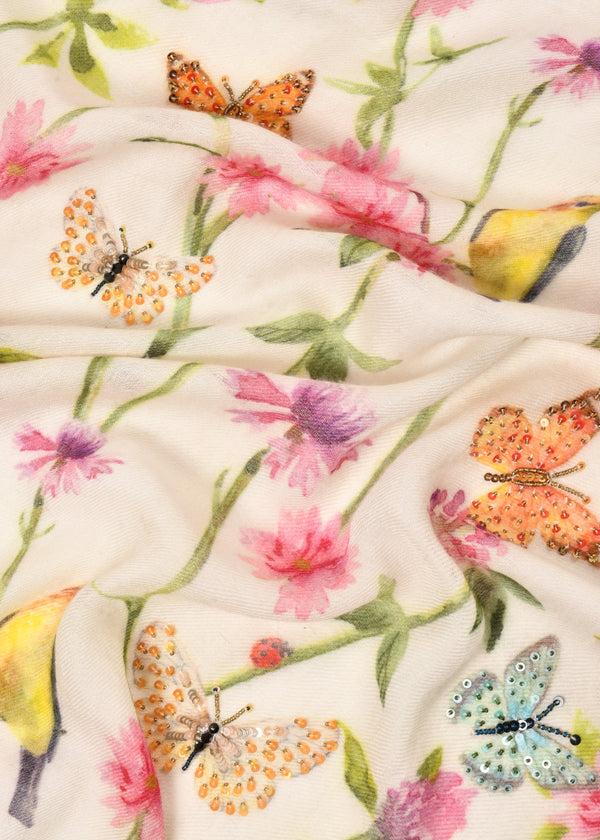 Janavi Wings To Fly Print In Wool Silk