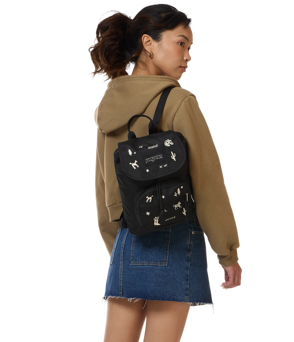Jansport Highlands Mini Pack Yeehaw And Horse Black With White Embroidery