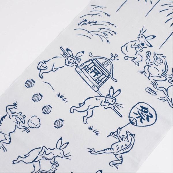 Japan Best Hand-dyed Tenugui - Rabbit & Frog Festival