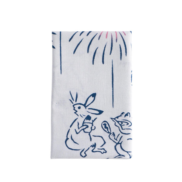 japan best Hand-dyed Tenugui - Rabbit & Frog festival