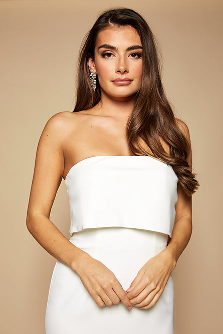 Jarlo Blaze Strapless Maxi Dress With Overlay Ivory