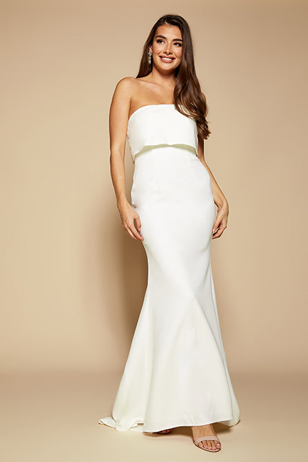 jarlo Blaze Strapless Maxi Dress With Overlay Ivory