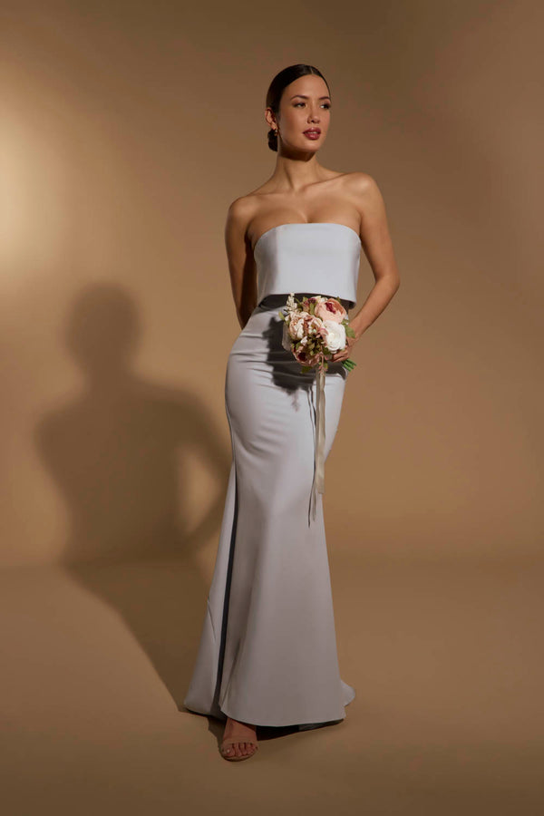 Jarlo Blaze Strapless Maxi Dress With Overlay Powder Blue
