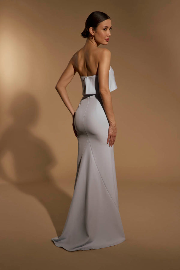 Jarlo Blaze Strapless Maxi Dress With Overlay Powder Blue