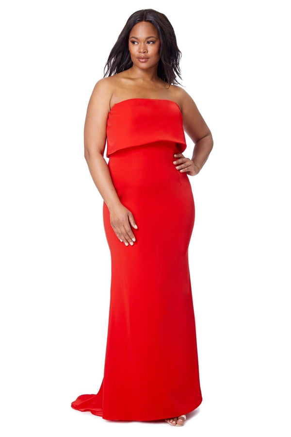 Jarlo Blaze Strapless Maxi Dress With Overlay Red