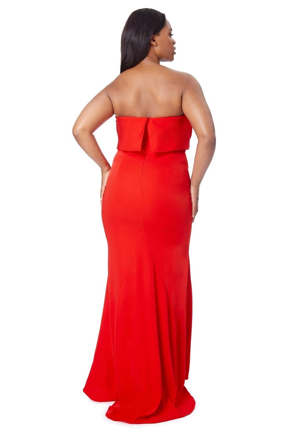 Jarlo Blaze Strapless Maxi Dress With Overlay Red