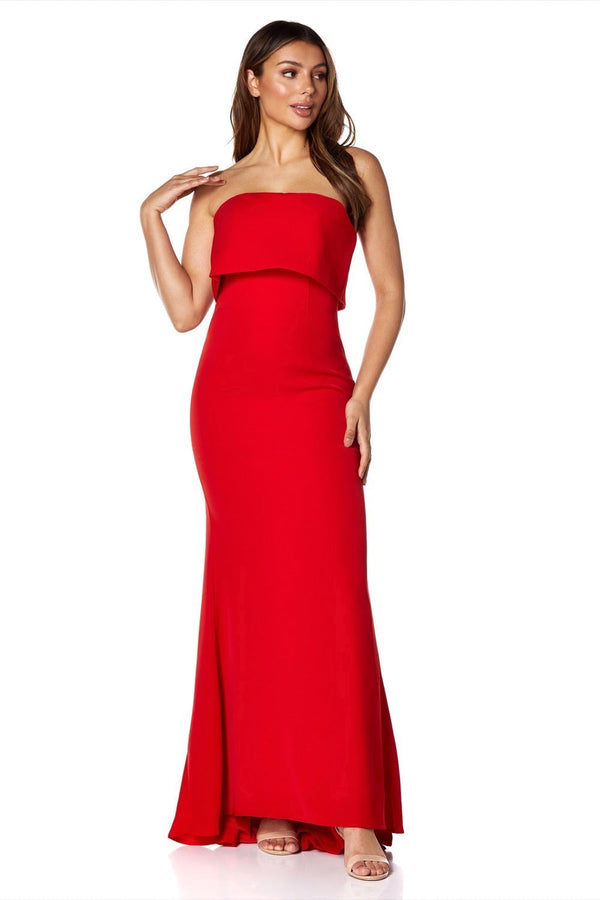 Jarlo Blaze Strapless Maxi Dress With Overlay Red