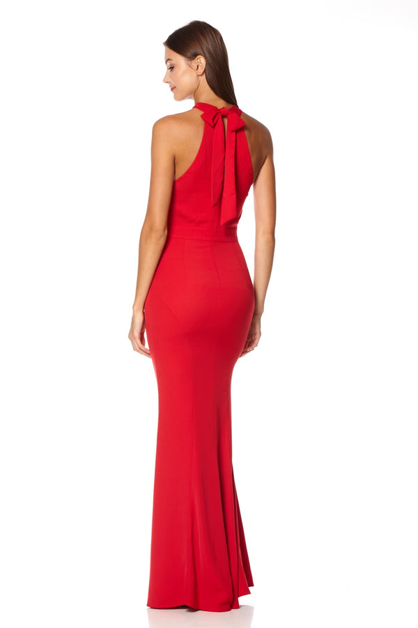 Jarlo Caden Halter Neck Maxi Dress Red