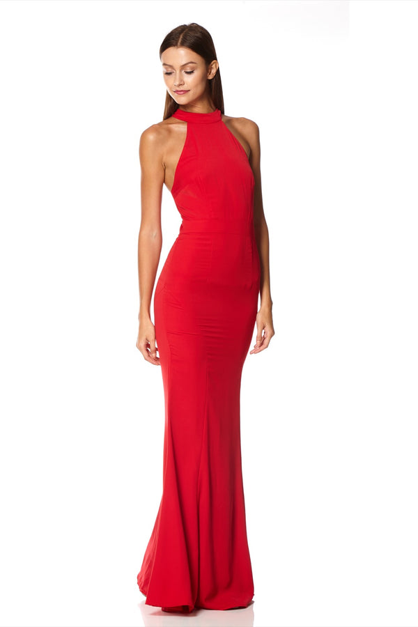 jarlo Caden Halter Neck Maxi Dress Red