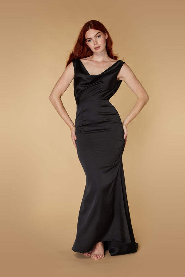 Jarlo Electra Cowl Front Maxi Dress Black