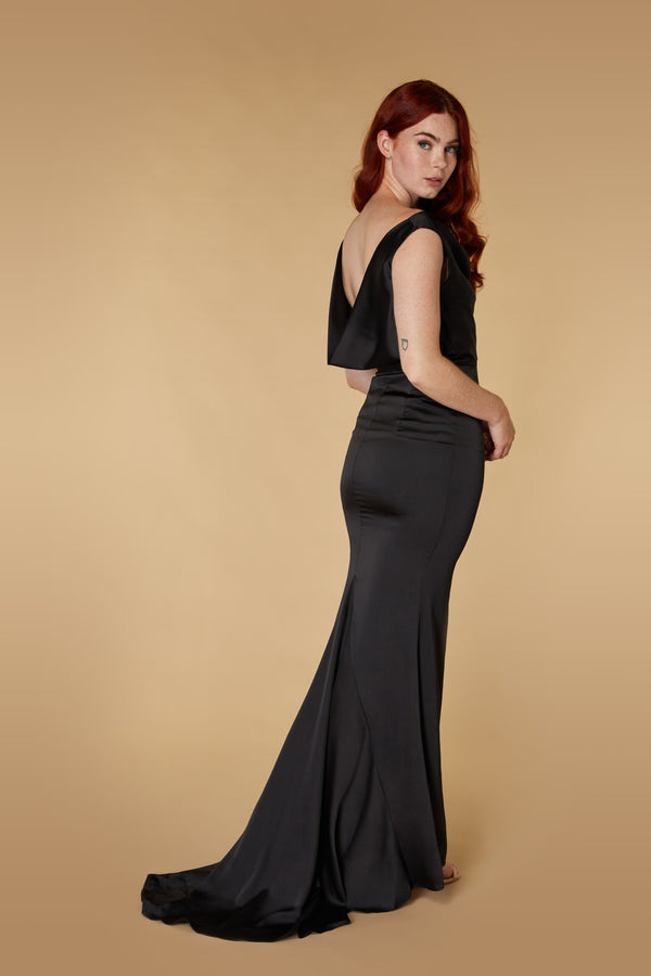 Jarlo Electra Cowl Front Maxi Dress Black