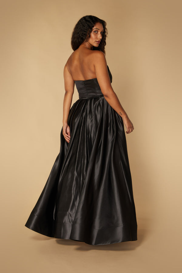 Jarlo Julie V-Neck Strapless Maxi Dress Black