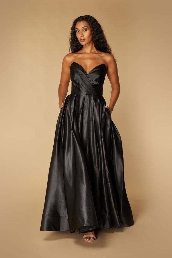 jarlo Julie V-Neck Strapless Maxi Dress Black