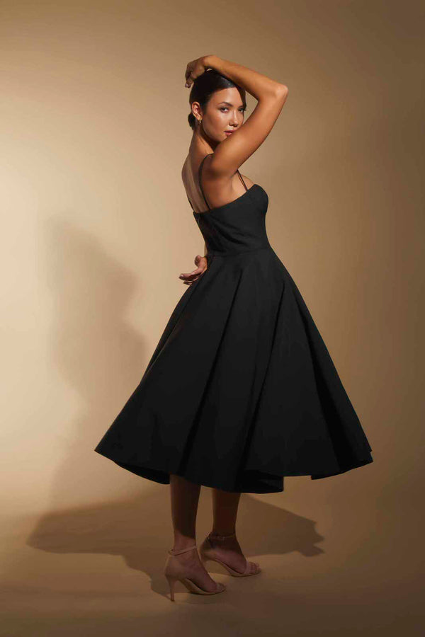 Jarlo Jones Skater Midi Dress With Cami Straps Black