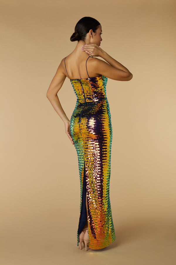 Jarlo Juno Sequin Maxi Dress With Cami Straps Colourful Sequin
