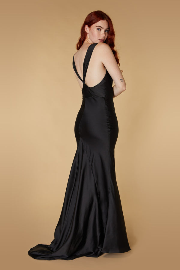 jarlo Mika Cowl Front Maxi Dress With Strappy Back Detail Black
