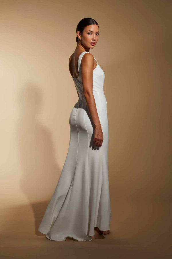 Jarlo Senia Square Neck Maxi Dress With Button Back Ivory