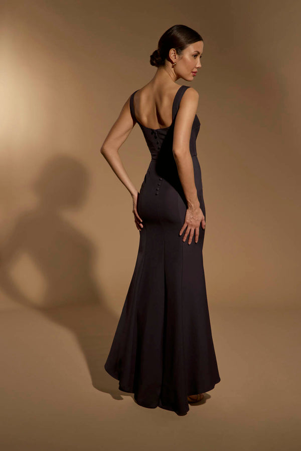 Jarlo Senia Square Neck Maxi Dress With Button Back Navy