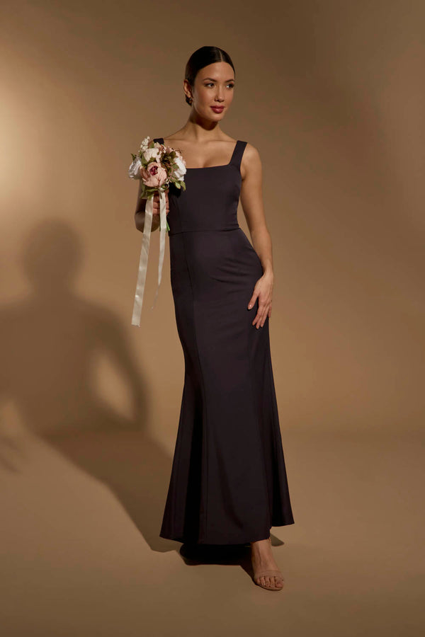 jarlo Senia Square Neck Maxi Dress With Button Back Navy