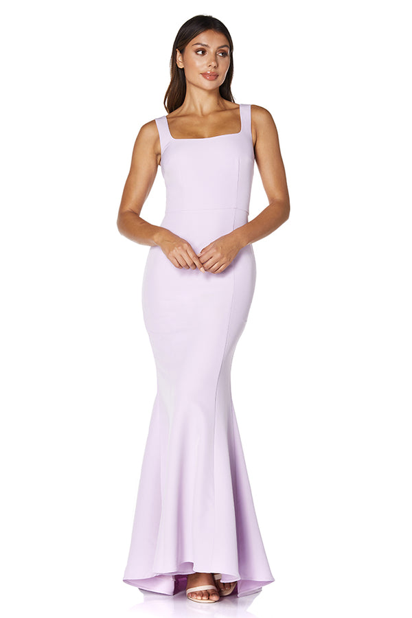 jarlo Senia Square Neck Maxi Dress With Button Back Purple