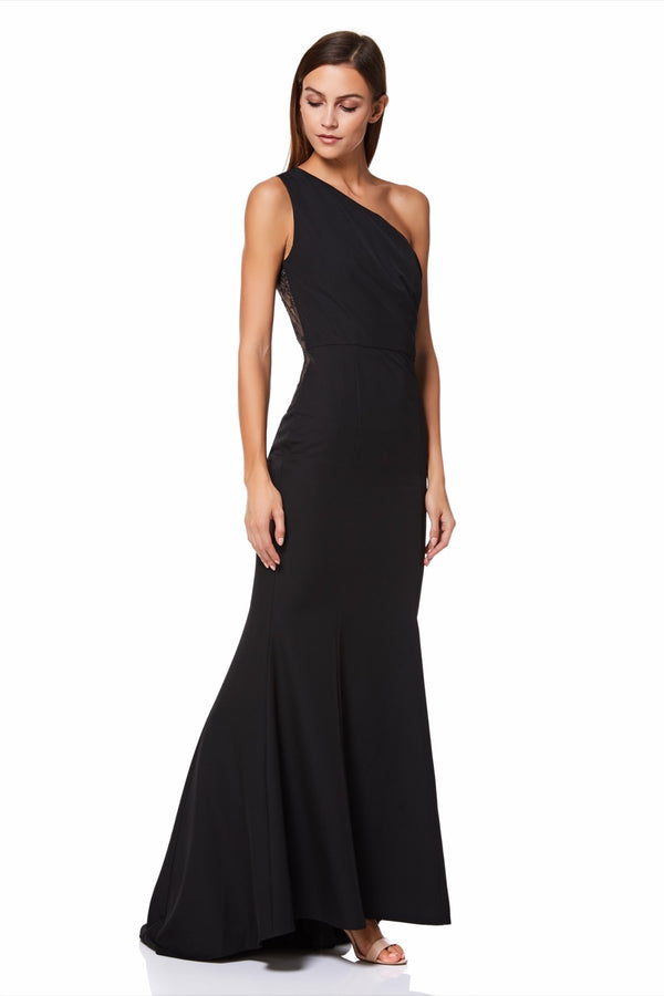 Jarlo Zana One Shoulder Maxi Dress With Lace Back Black