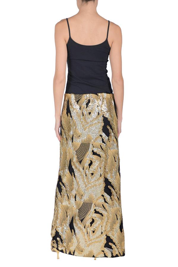 Marie France Van Damme All Over Sequinned Skirt Black Gold