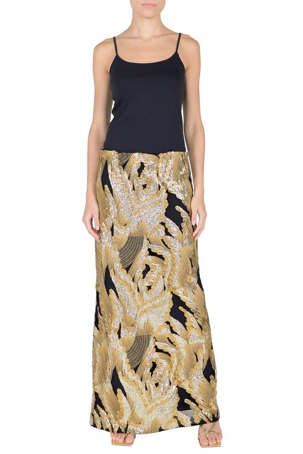 Marie France Van Damme All Over Sequinned Skirt Black Gold