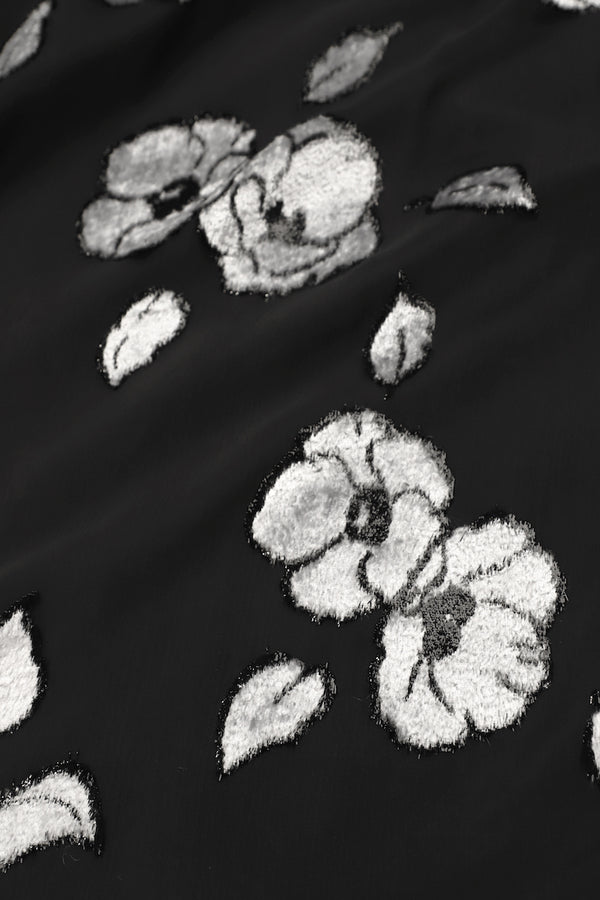 Marie France Van Damme Camelia Devore Velour Boubou Caftan Black White