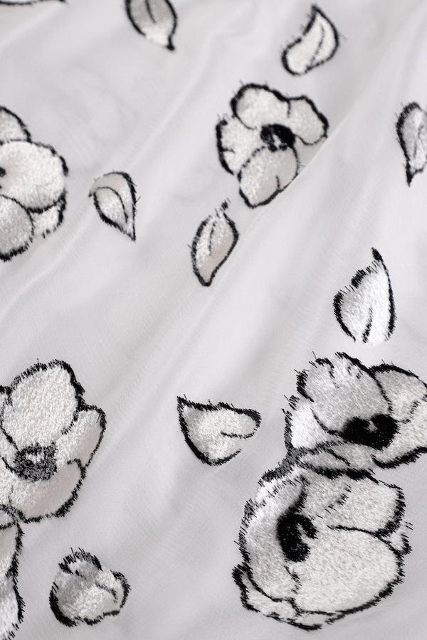 Marie France Van Damme Camelia Dévore Velour Boubou Caftan White Black