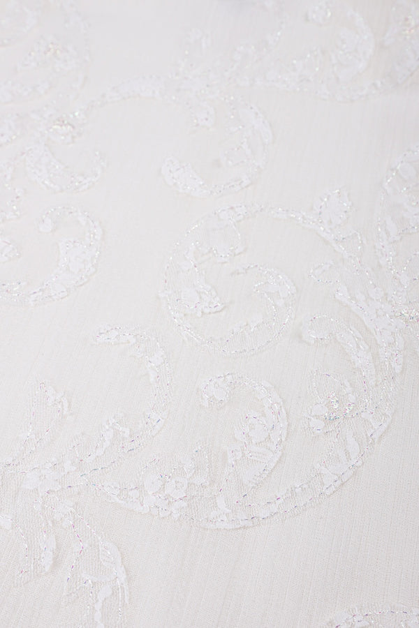 Marie France Van Damme Double Layer Metallic Ruffle Dress White White