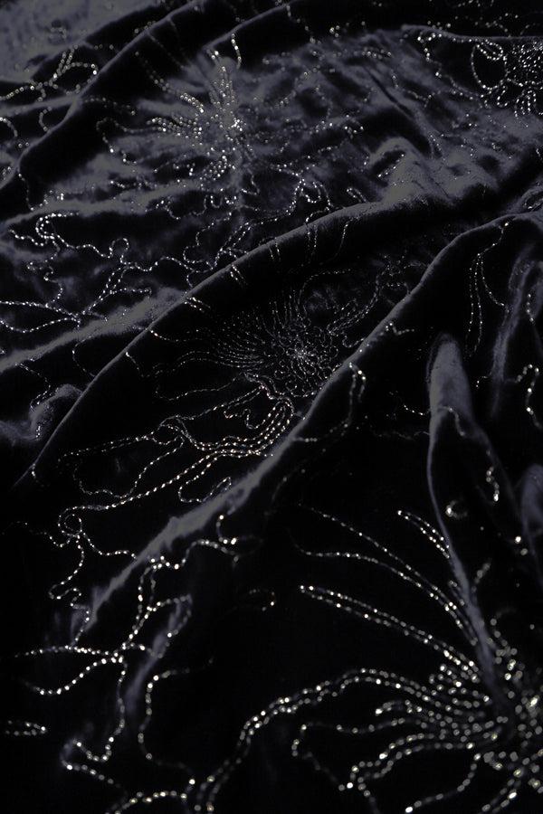 Marie France Van Damme Embroidered Velour Cover Up Black Gold