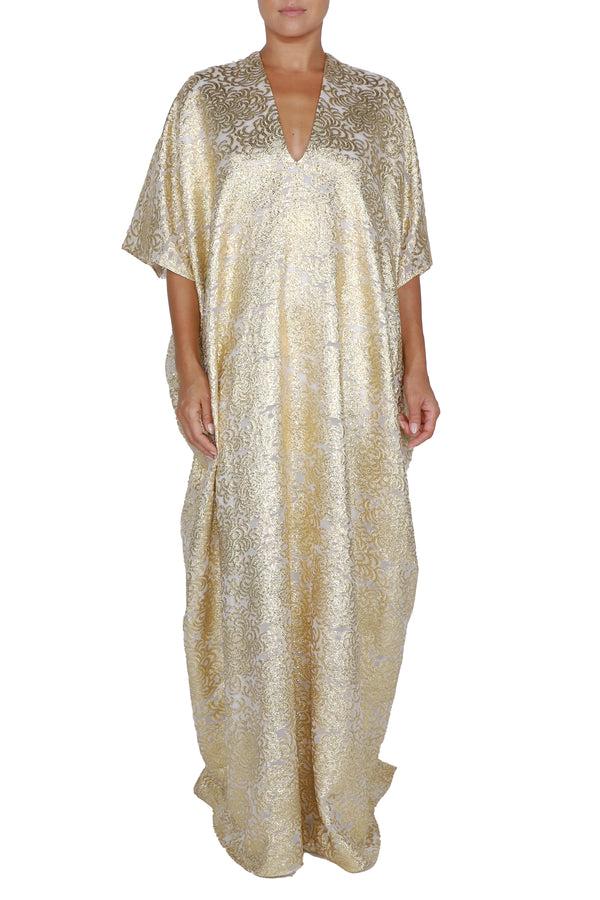 Marie France Van Damme Fine Dahlia Boubou Caftan Dahlia Gold
