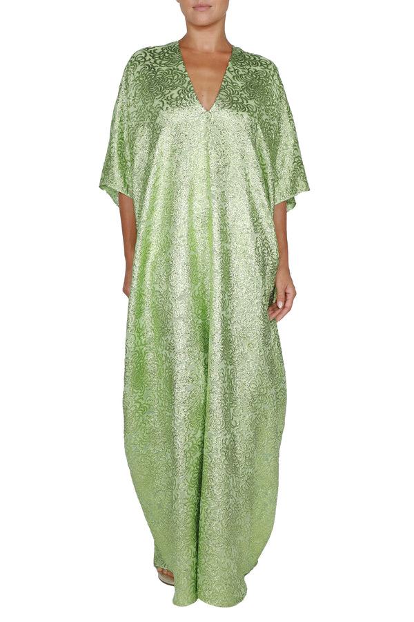Marie France Van Damme Fine Dahlia Boubou Caftan Dahlia Green