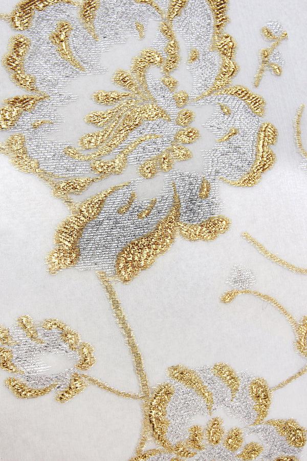 Marie France Van Damme Floral Babani Cover Up White Gold Silver