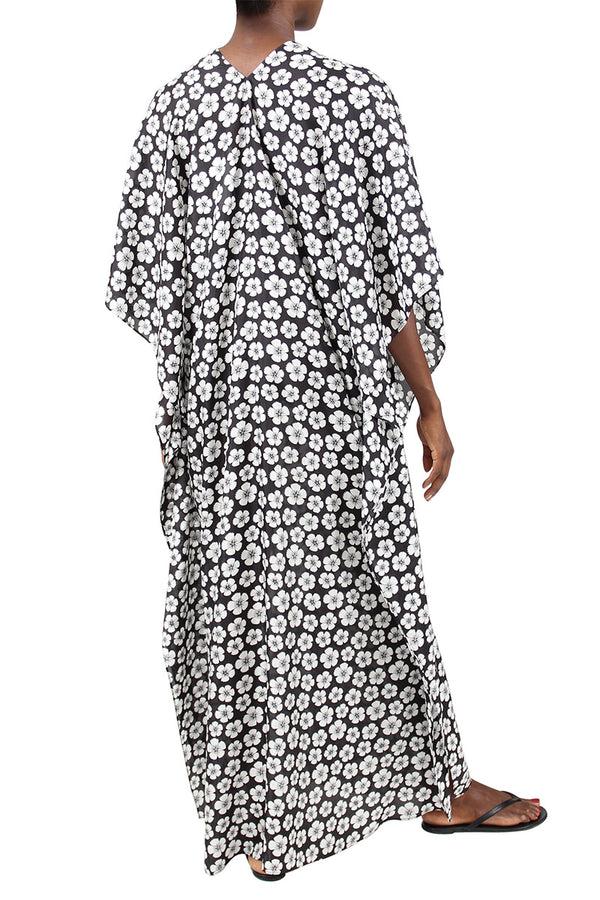 Marie France Van Damme Flower Printed Silk Boubou Caftan Flower Power