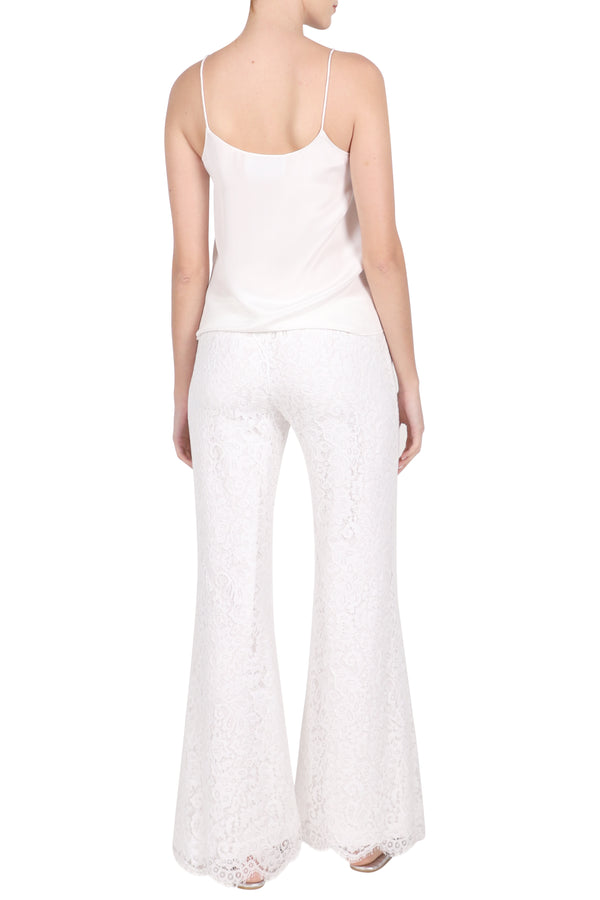 Marie France Van Damme French Lace Flare Pants White
