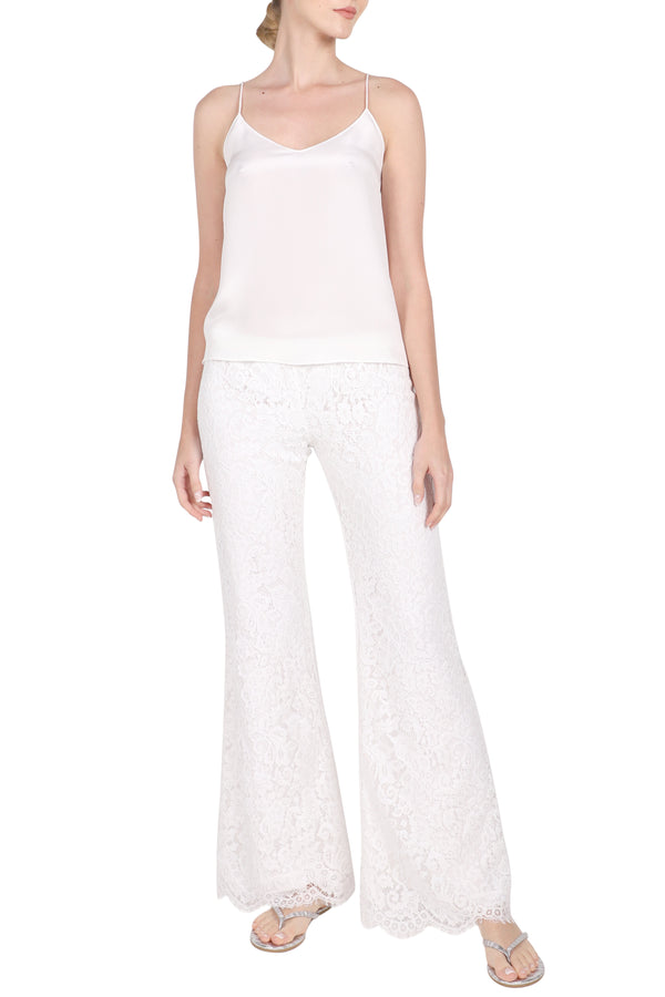 Marie France Van Damme French Lace Flare Pants White