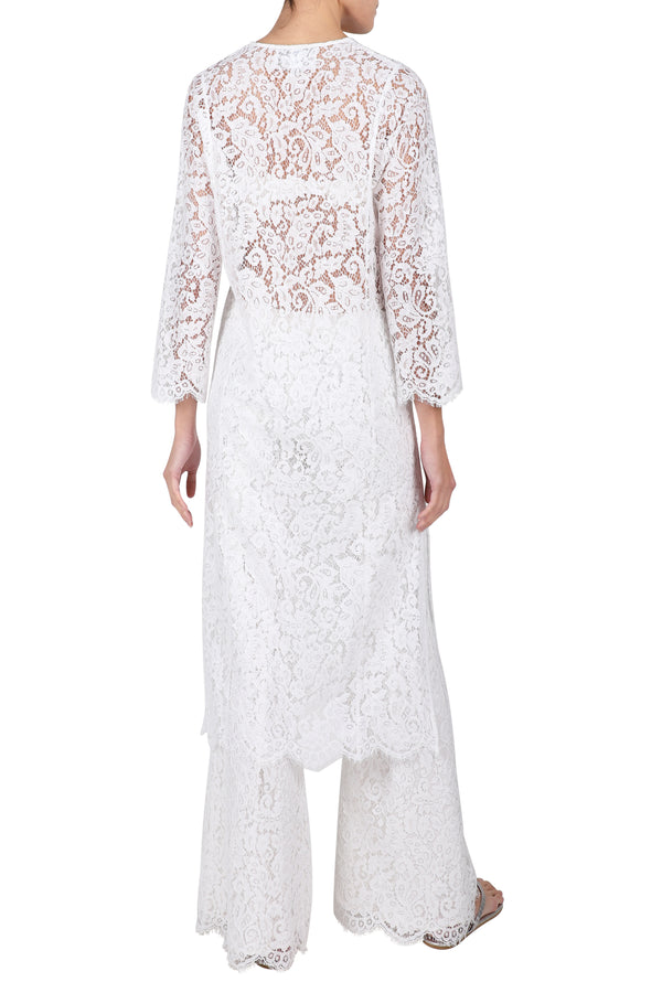 Marie France Van Damme French Lace Midi Dress White
