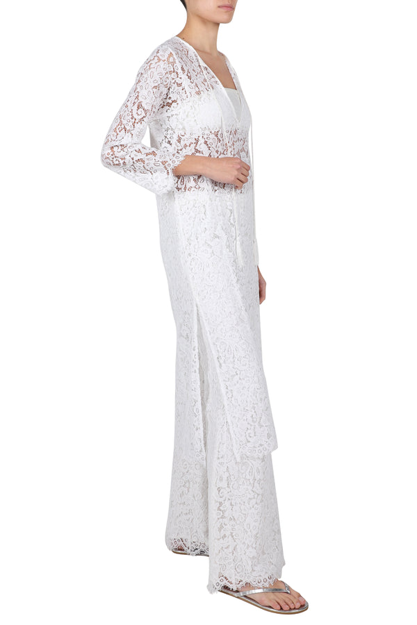 Marie France Van Damme French Lace Midi Dress White