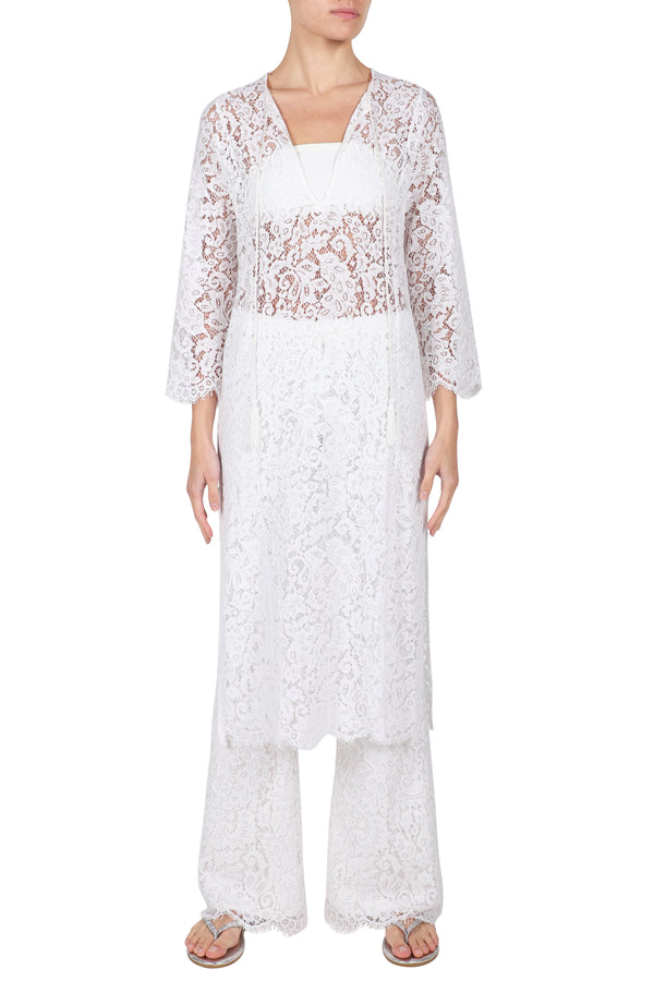 Marie France Van Damme French Lace Midi Dress White