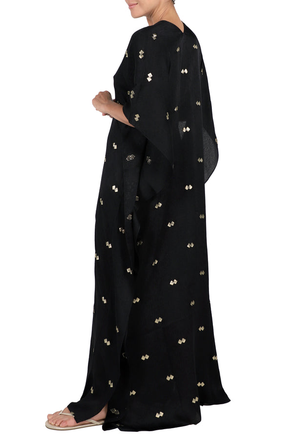 Marie France Van Damme Gold Diamond Boubou Caftan Black Gold