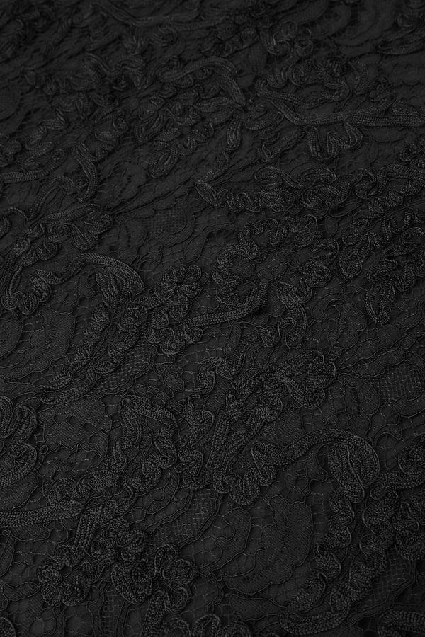 Marie France Van Damme Hand Embroidered Lace Skirt Black