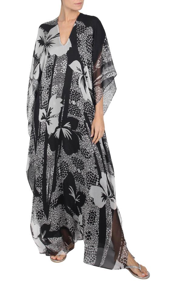 Marie France Van Damme Hawaii Printed Chiffon Boubou Caftan Hawaii