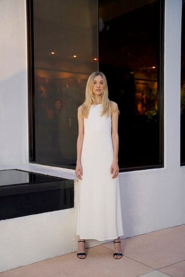 Marie France Van Damme Jersey Sleeveless Dress White