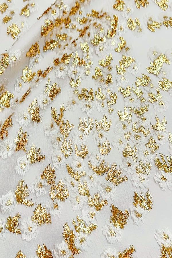 Marie France Van Damme Little Flower Velour Devore Boubou Caftan White Gold