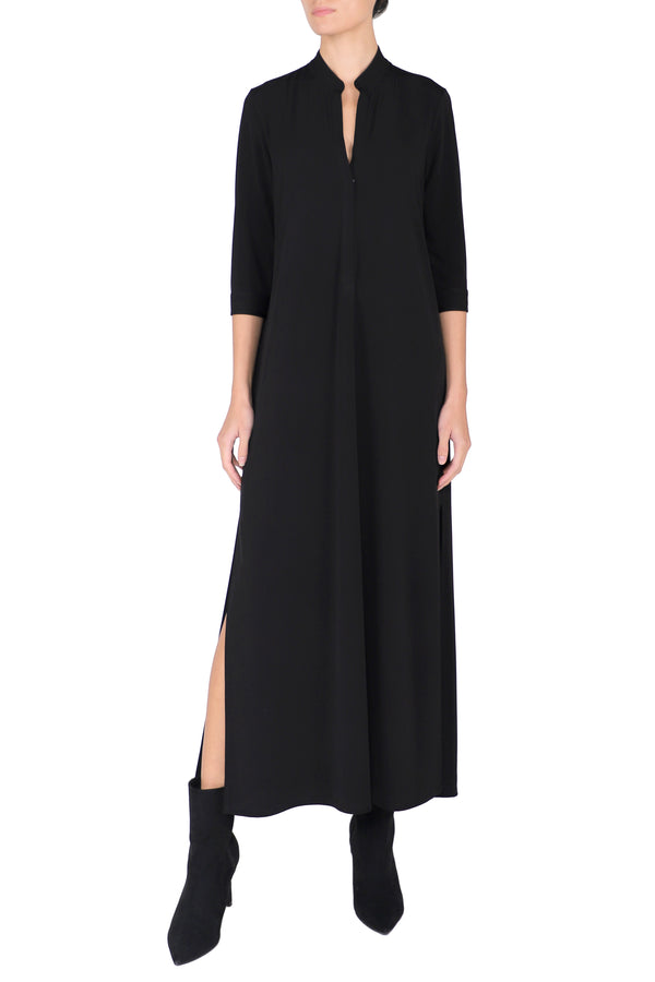 Marie France Van Damme Mandarin Collar Jersey Dress Black