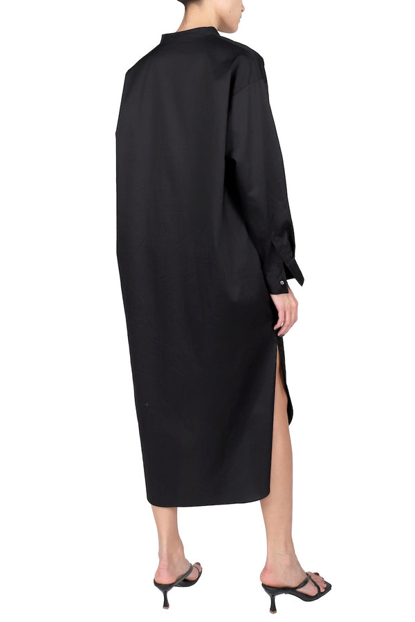 Marie France Van Damme Mao Collar Cotton Dress Black