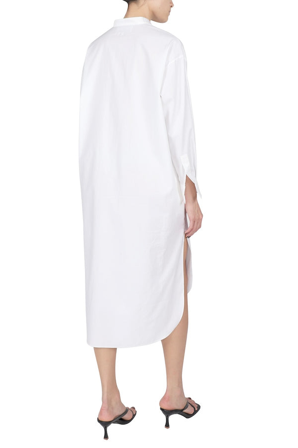 Marie France Van Damme Mao Collar Cotton Dress White