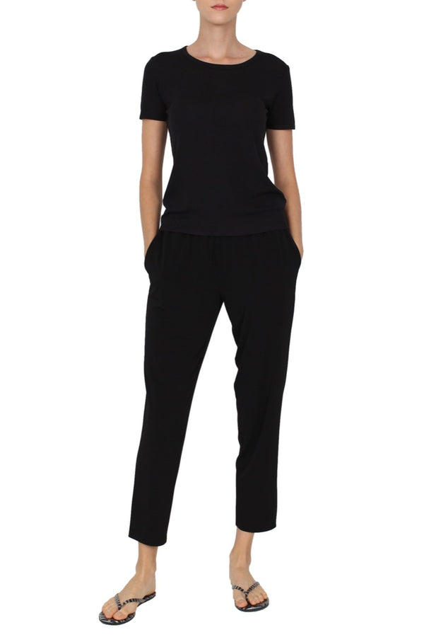 Marie France Van Damme Jersey Cropped Pants Black