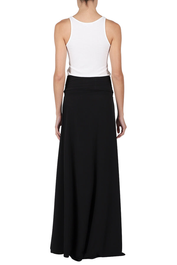 Marie France Van Damme Jersey Palazzo Skirt Black